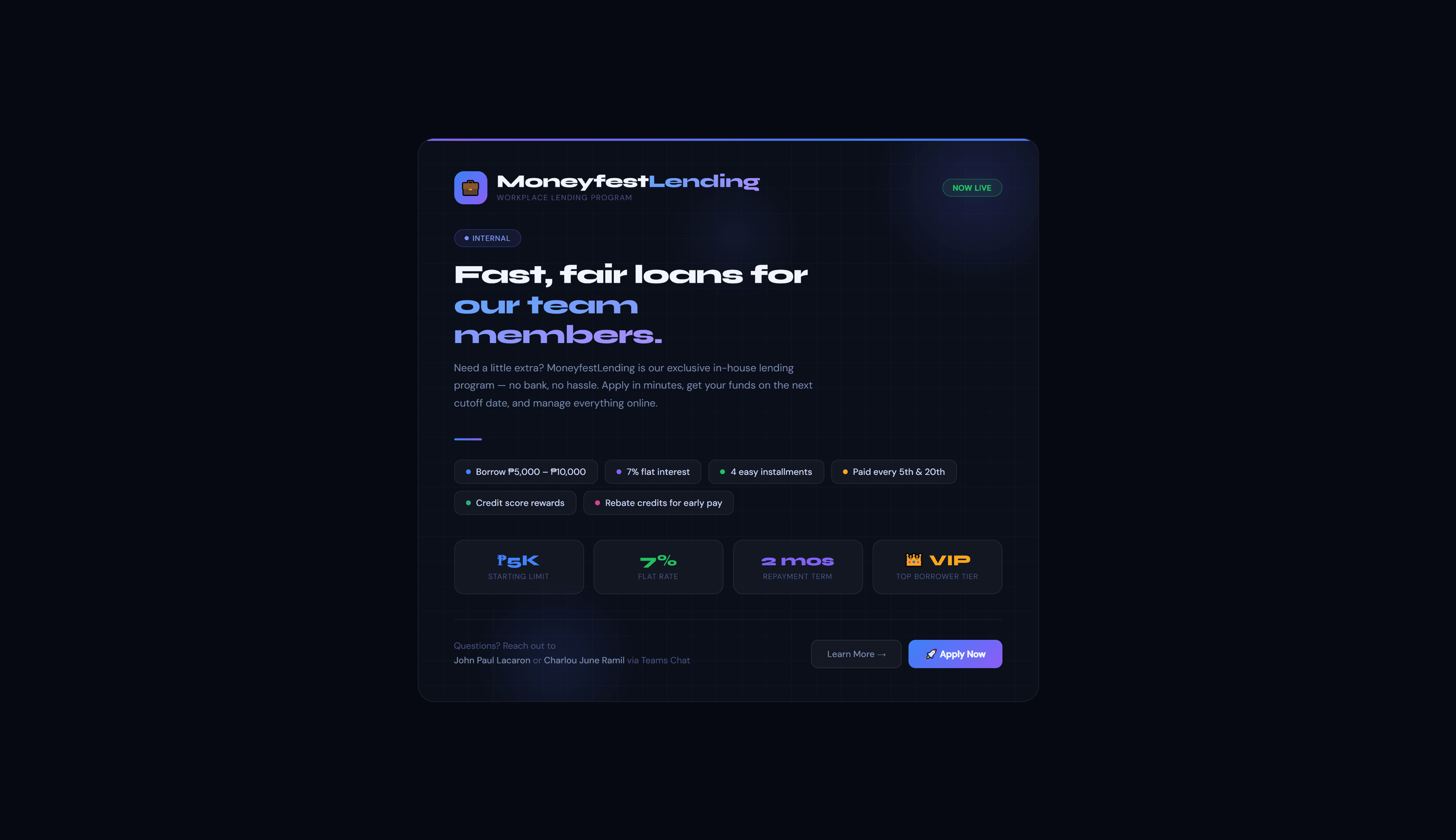 Moneyfest Overview